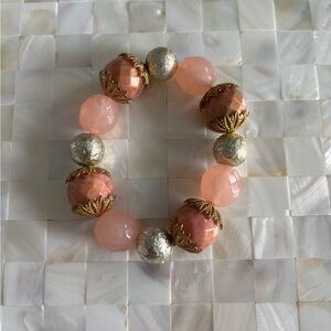 Pink and Silver Beaded Bracelet